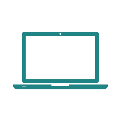 Teal laptop icon, on a transparent background