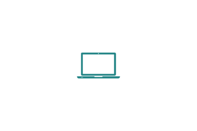 Teal laptop icon, on a transparent background