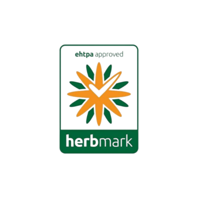 EHTPA HerbMark logo showing a green and orange star shaped emblem with a check mark and the text ‘ehtpa approved’ and ‘herbmark’